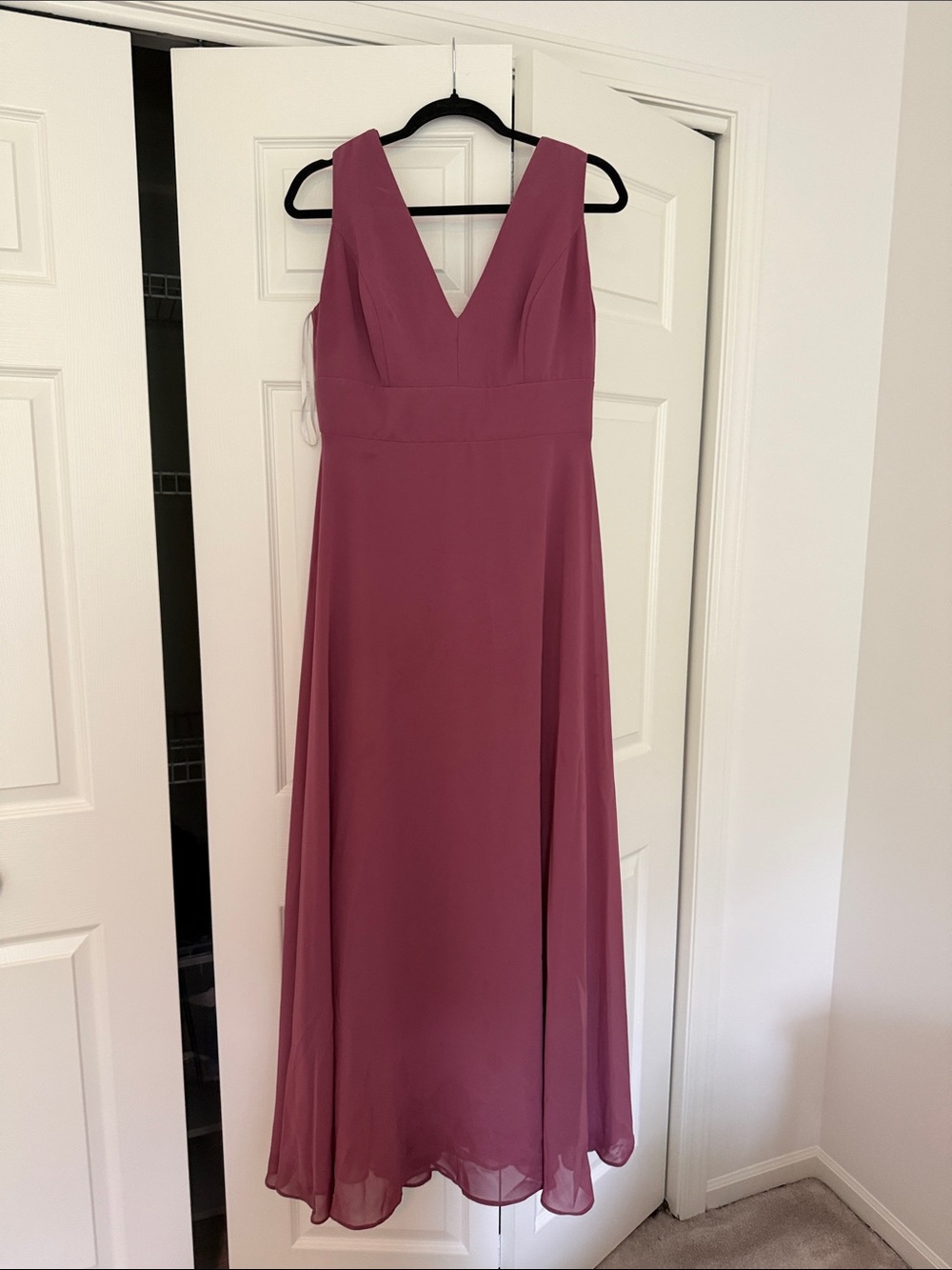 Social Bridesmaids Mauve V-Neck Floor-Length Bridesmaid Dress